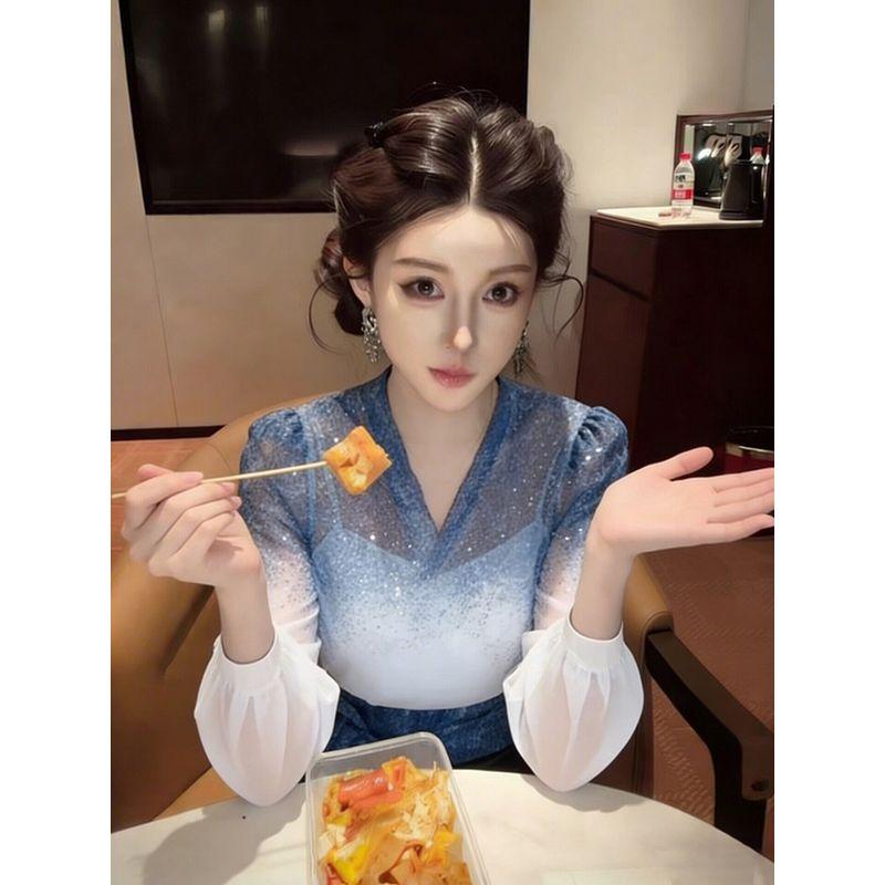2026 Spring New Blue Gradient Shirt High-End Light Luxury Age-Reducing Stylish Minimalist Special Waist-Cinching Top Blue Smudged Shirt S
2026 Spring New Blue Gradient Shirt High-End Light Luxury Age-Reducing Stylish Minimalist Special Waist-Cinching Top Blue Smudged Shirt S