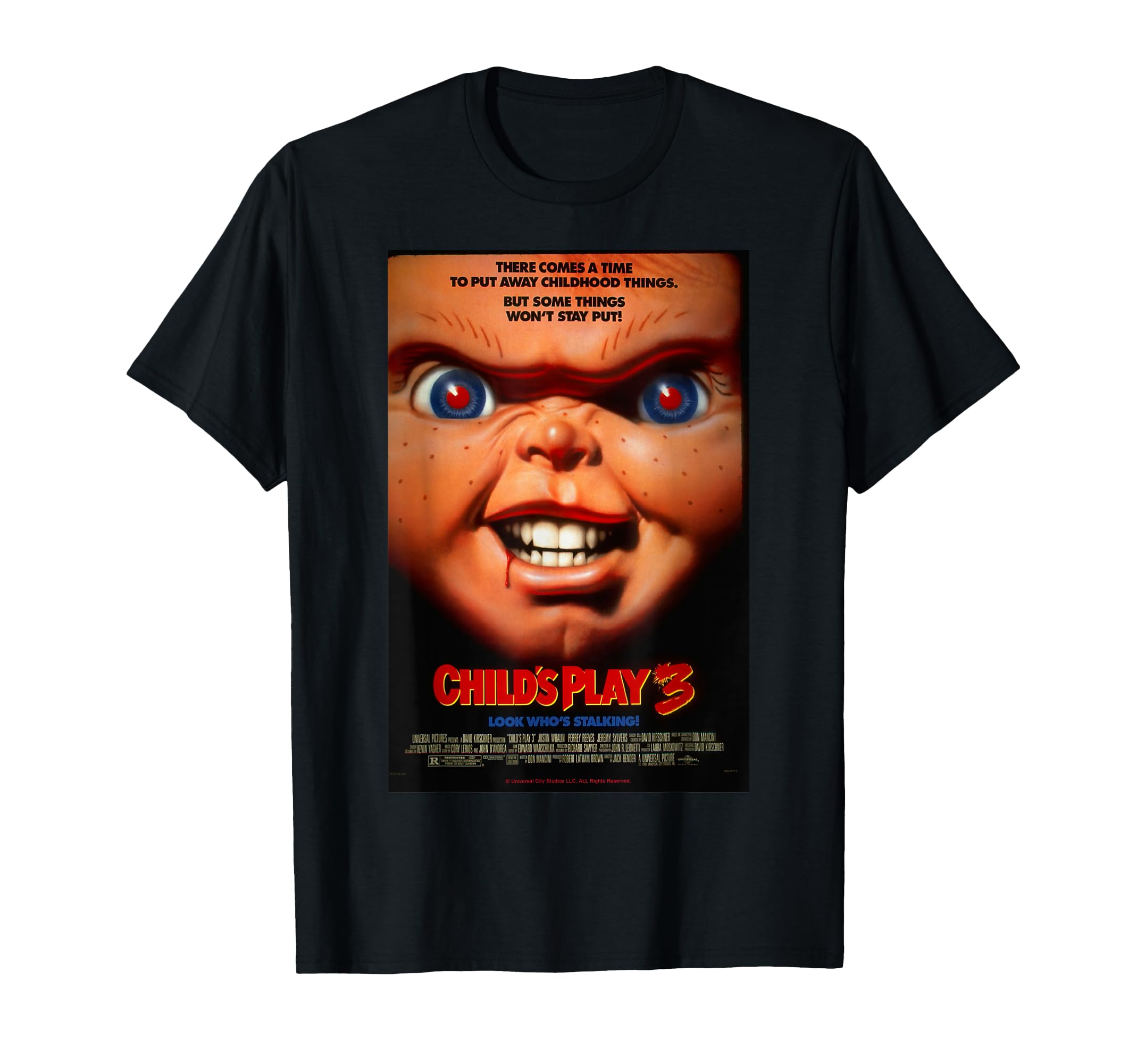 Chucky Child s Play 3 Look Who s Stalking Poster T-Shirt
Chucky Child s Play 3 Look Who s Stalking Poster T-Shirt