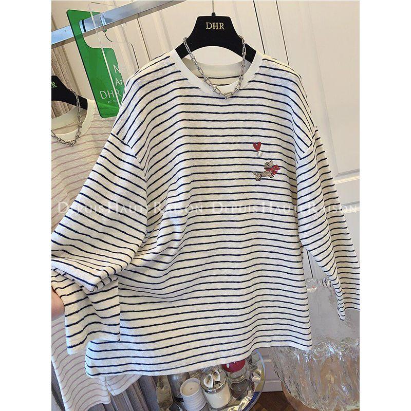 Ozhouzhan Plus size 120.00kg Embroidered Puppy Stripe Long sleeves Shirt Women Early Spring Loose Slimming Sun Protection Shirt Top Summer Navy Blue Stripes 4XL (Recommended 100kg-120kg)
Ozhouzhan Plus size 120.00kg Embroidered Puppy Stripe Long sleeves Shirt Women Early Spring Loose Slimming Sun Protection Shirt Top Summer Navy Blue Stripes 4XL (Recommended 100kg-120kg)