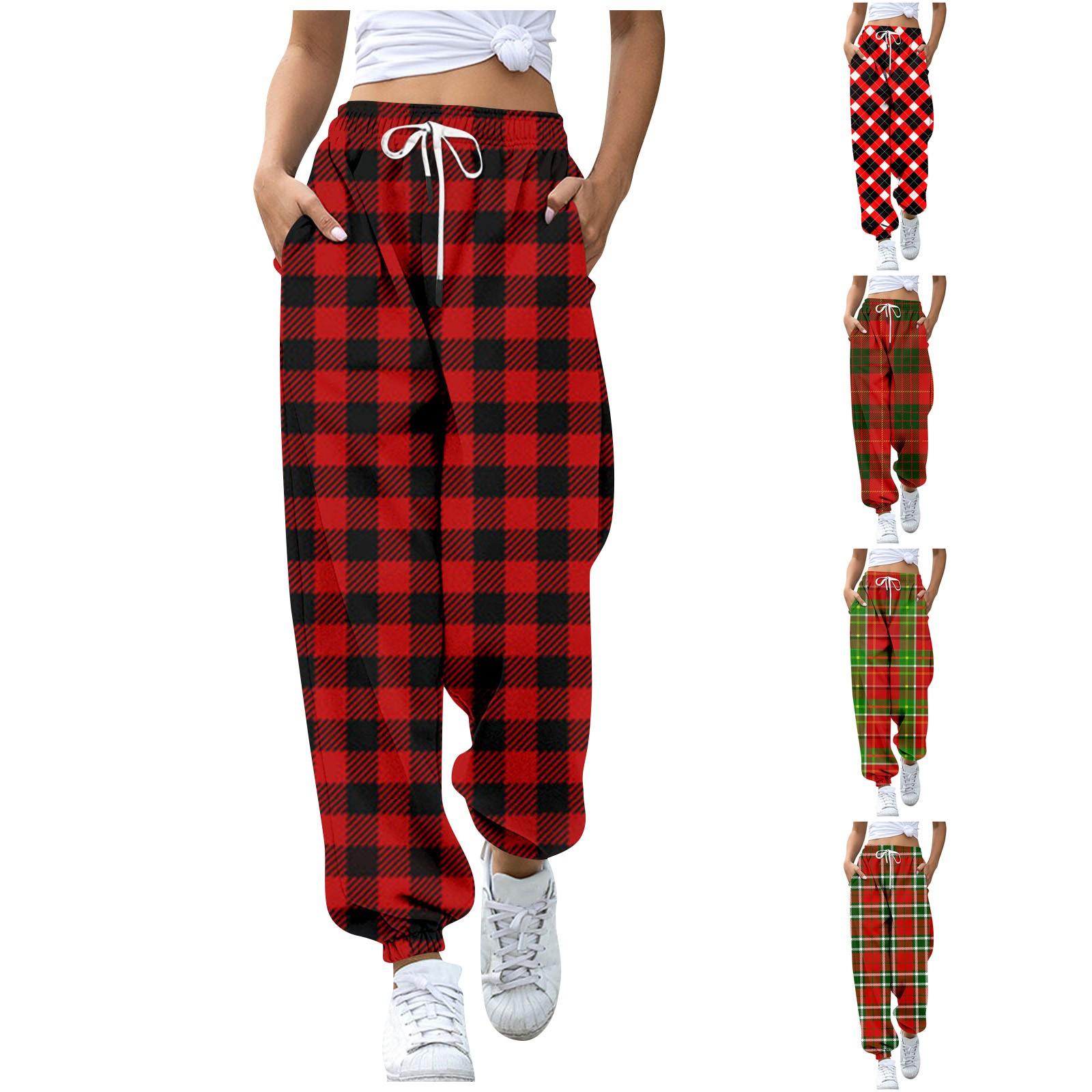 Женские повседневные брюки с рождественским принтом, брюки с эластичной резинкой на талии и карманами 
Женские повседневные брюки с рождественским принтом, брюки с эластичной резинкой на талии и карманами