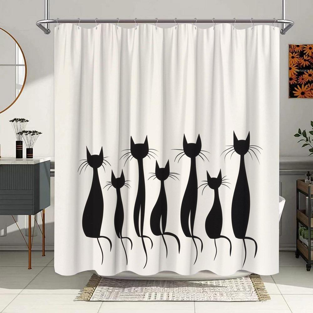Simple Black And White Cat Washable Dirt-Resistant Shower Curtain Shower Head Waterproof Polyester Bath Curtain For Home Decor W60H190(CM)-1 Pcs
Simple Black And White Cat Washable Dirt-Resistant Shower Curtain Shower Head Waterproof Polyester Bath Curtain For Home Decor W60H190(CM)-1 Pcs