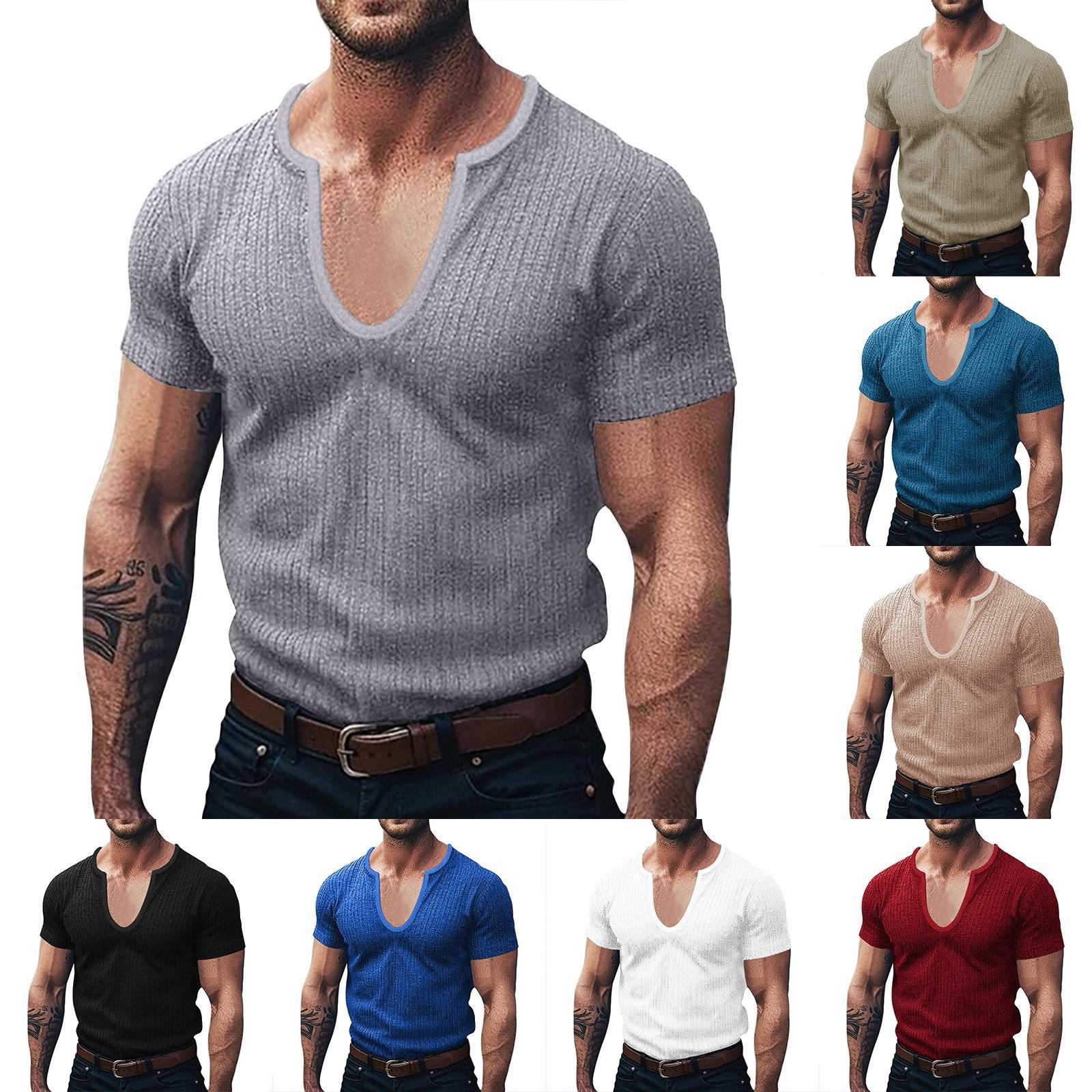 Men s Summer V-neck Striped Knitted Short-sleeved Tops Men s Casual Short-sleeved Tops XXL
Men s Summer V-neck Striped Knitted Short-sleeved Tops Men s Casual Short-sleeved Tops XXL