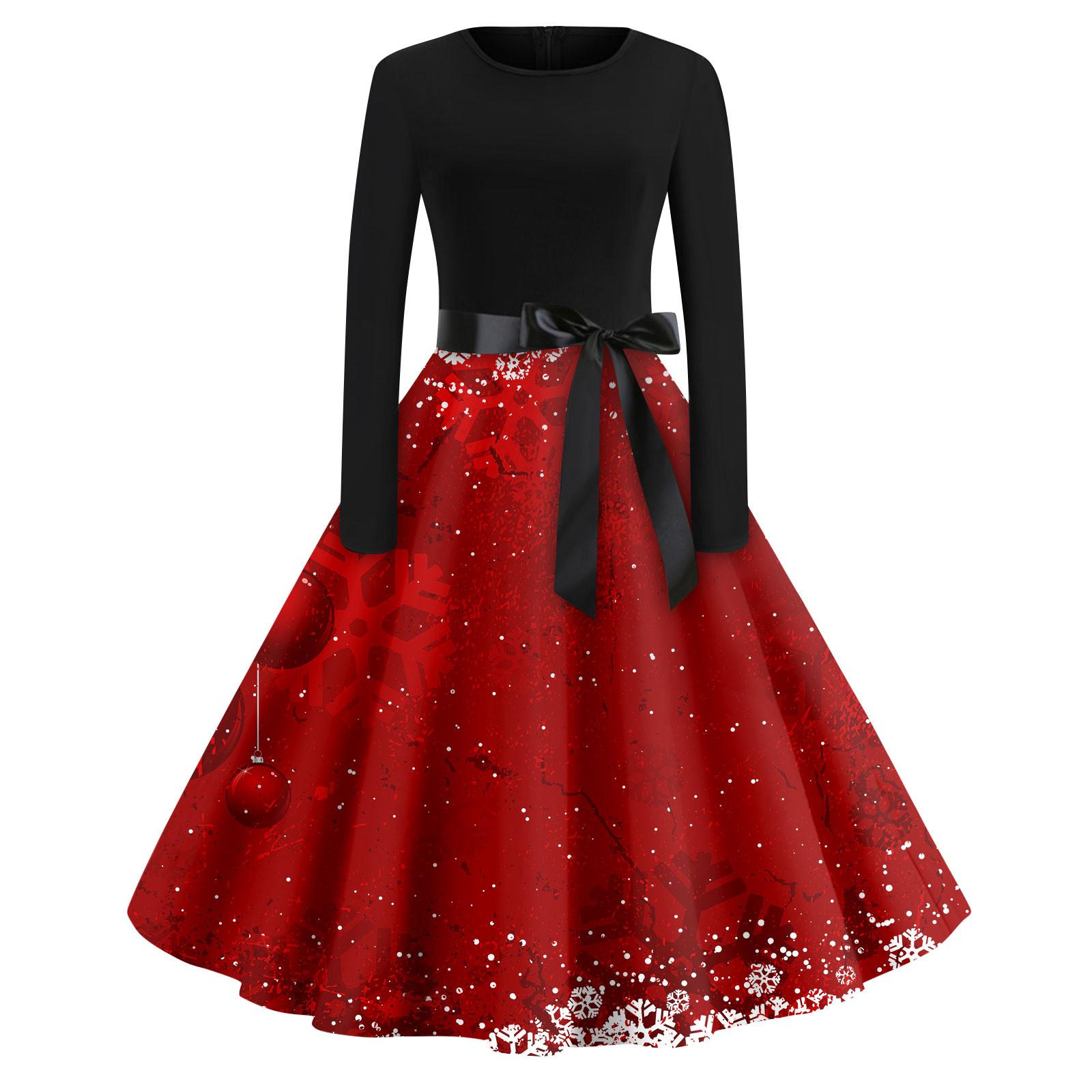 Женская мода с круглым вырезом, повседневные тонкие рождественские платья с длинным рукавом и принтом S
Женская мода с круглым вырезом, повседневные тонкие рождественские платья с длинным рукавом и принтом S