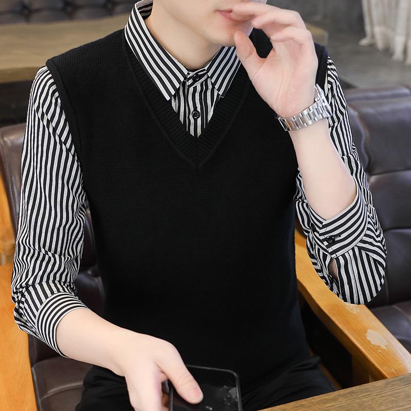 Woodpecker Men s Faux Two-Piece Sweater with Velvet Lining - Casual Knit Shirt for Spring and Autumn 2XL 135-150 Jin
Woodpecker Men s Faux Two-Piece Sweater with Velvet Lining - Casual Knit Shirt for Spring and Autumn 2XL 135-150 Jin