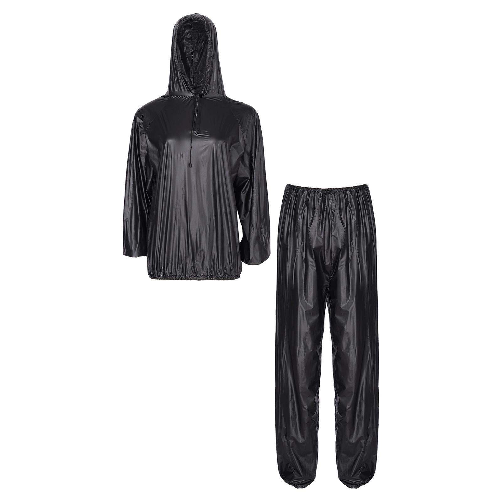 Unisex PVC Sports Suit Long Sleeve Zipper Hooded Top Elastic Waistband Pants Fitness Workout Outfits 4XL чорний
Unisex PVC Sports Suit Long Sleeve Zipper Hooded Top Elastic Waistband Pants Fitness Workout Outfits 4XL чорний
