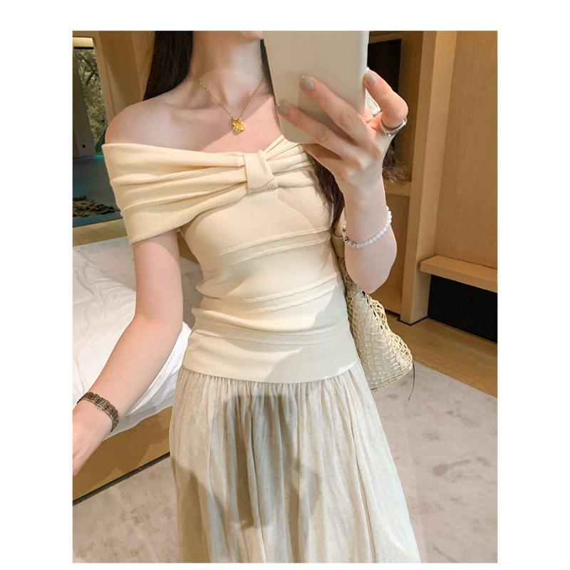 Directly Sold Bow-tie One-shoulder Off-shoulder Short-sleeved Sweater for Women Summer New Slim Fit and Beautiful Top L абрикосовий
Directly Sold Bow-tie One-shoulder Off-shoulder Short-sleeved Sweater for Women Summer New Slim Fit and Beautiful Top L абрикосовий