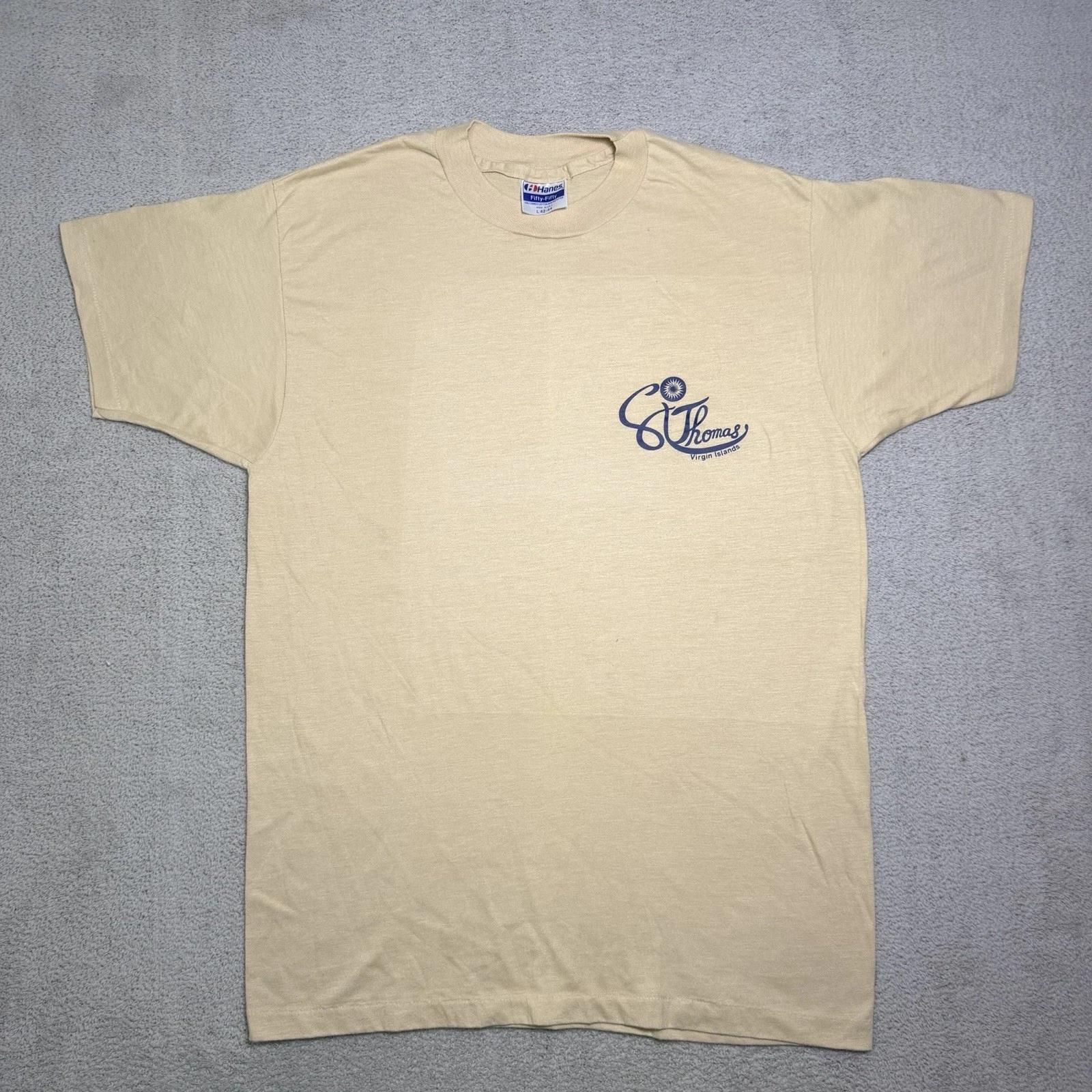 Vtg Hanes 50/50 T Shirt Men’s L Single Stitch USA Made St. Thomas Virgin Island L
Vtg Hanes 50/50 T Shirt Men’s L Single Stitch USA Made St. Thomas Virgin Island L