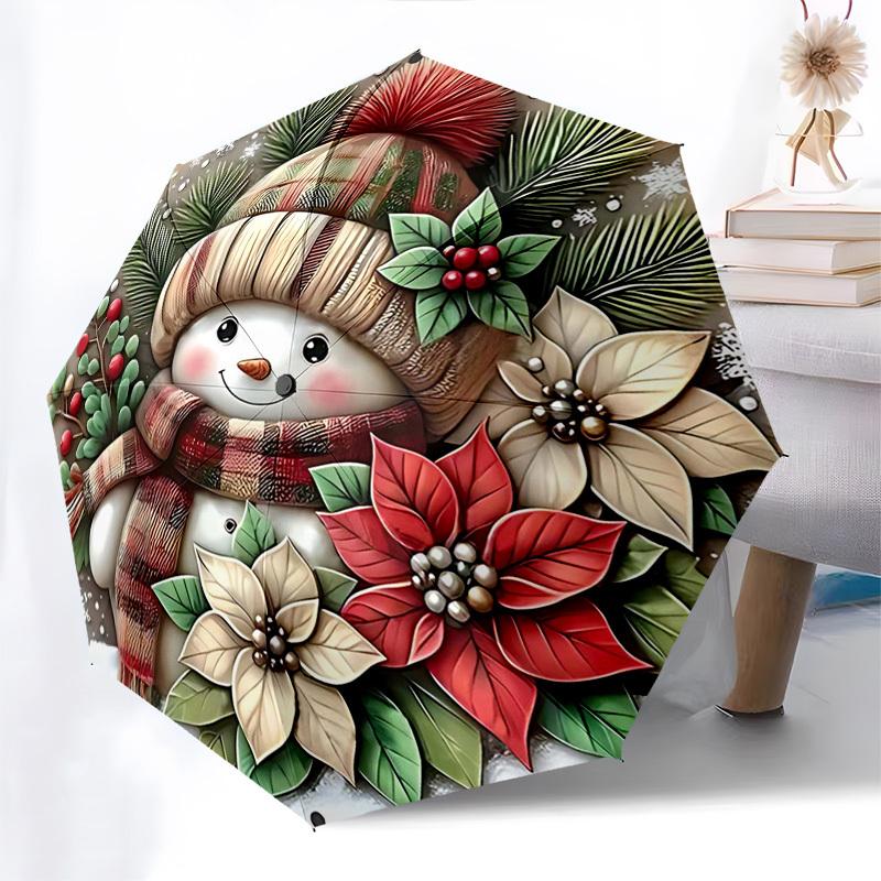 1pc Christmas Snowman with Poinsettia Flowers, Automatic Folding Umbrella, Portable 3-Fold Design, 8-Bone Iron Frame, Outdoor Umbrella, Festive Gift f
1pc Christmas Snowman with Poinsettia Flowers, Automatic Folding Umbrella, Portable 3-Fold Design, 8-Bone Iron Frame, Outdoor Umbrella, Festive Gift f