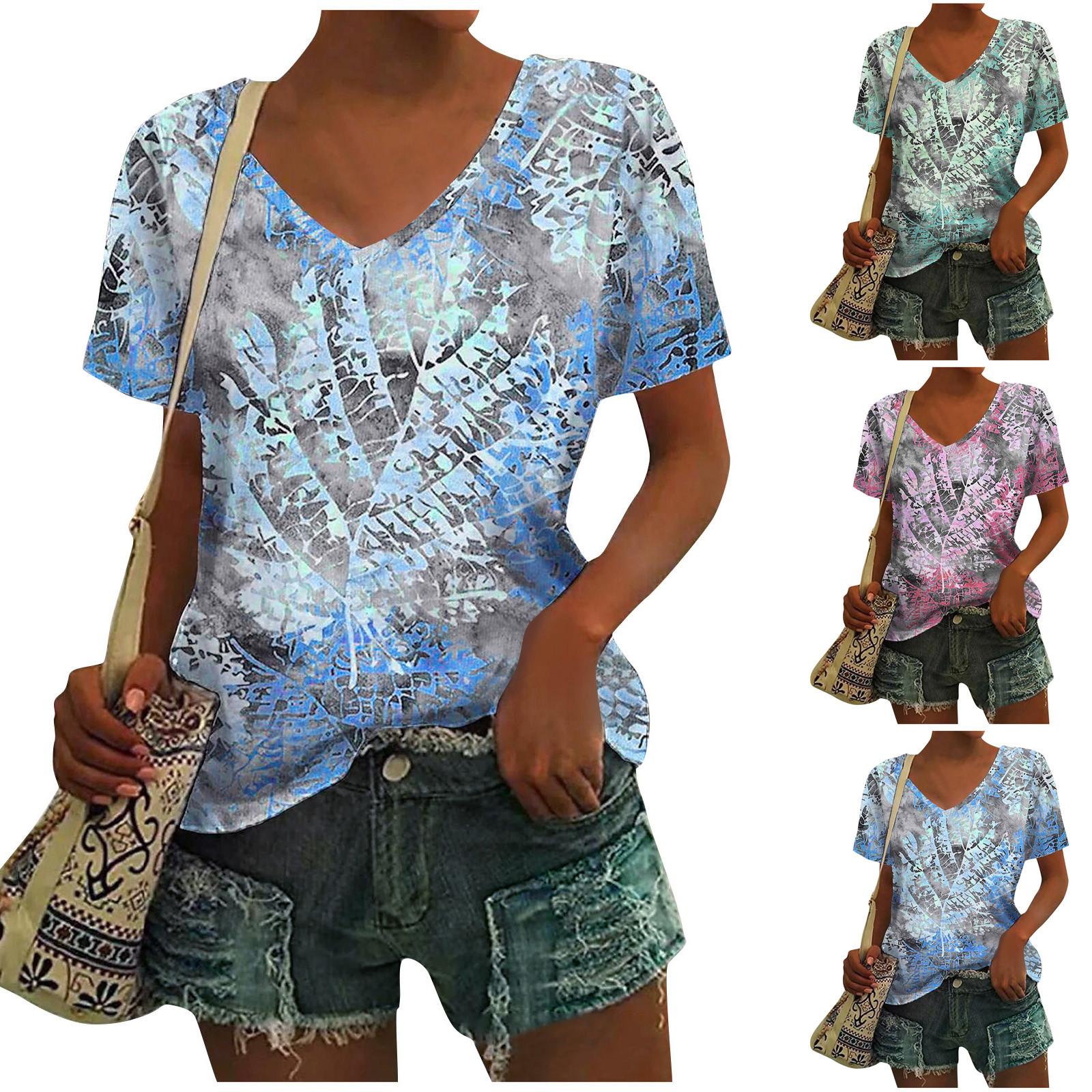 (Qunide) Women Fashion Casual Tops Printed Short Sleeve Shirts V Neck Pullover T Shirts
(Qunide) Women Fashion Casual Tops Printed Short Sleeve Shirts V Neck Pullover T Shirts