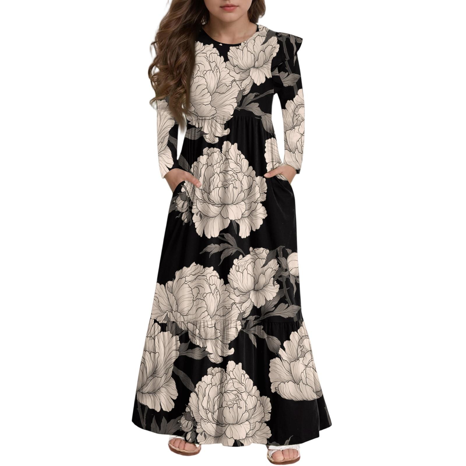 Girls Tiered Ruffle Dress - Long Sleeve Printed Maxi With Pockets 110 бежевий
Girls Tiered Ruffle Dress - Long Sleeve Printed Maxi With Pockets 110 бежевий