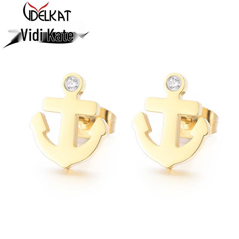 European & American Titanium Steel Anchor Earrings: Simple DIY Electroplated Women s Studs
European & American Titanium Steel Anchor Earrings: Simple DIY Electroplated Women s Studs