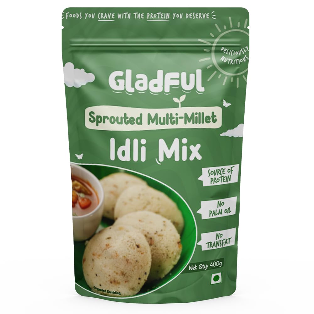 Gladful Multi Millet Idli Mix - No Palm Oil, No Transfat, Premium Instant Millet Idli Mix High Fiber, Instant Plant Protein Healthy Breakfa
Gladful Multi Millet Idli Mix - No Palm Oil, No Transfat, Premium Instant Millet Idli Mix High Fiber, Instant Plant Protein Healthy Breakfa