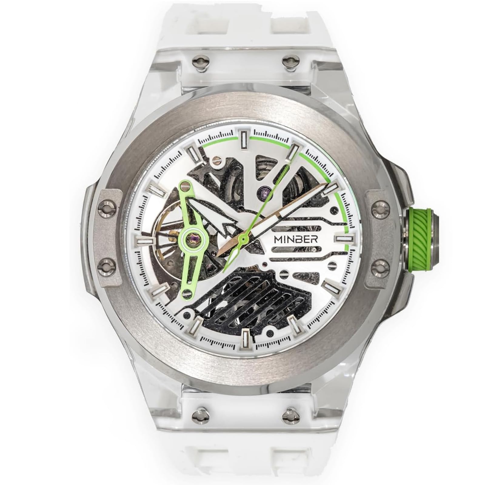 MINBER Автоматические Скелетон Водонепроницаемые Спортивные Автоматические Механические из Нержавеющей Стали Подходящие для Повседневной Носки и Бизнеса Белые Мужские Часы, Циферблат, Часы, Механизм, белый
MINBER Автоматические Скелетон Водонепроницаемые Спортивные Автоматические Механические из Нержавеющей Стали Подходящие для Повседневной Носки и Бизнеса Белые Мужские Часы, Циферблат, Часы, Механизм, белый