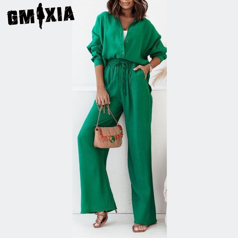 GMXIA Autumn and Winter Loose Stretch Wrinkled Long-sleeved Shirt Wide-legged Trousers Leisure Suit Female Two-piece Set XXXXXL зелений
GMXIA Autumn and Winter Loose Stretch Wrinkled Long-sleeved Shirt Wide-legged Trousers Leisure Suit Female Two-piece Set XXXXXL зелений