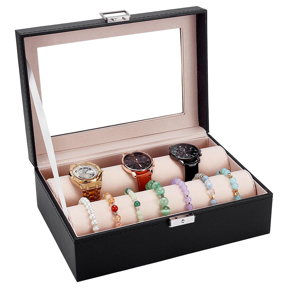 UNICRAFTALE Bracelet Holder Display Stand Leather Bracelet Box 10.2x7.2x3.8 inches 26x18.3x9.7 cm Watch Organizer Display Case Visible Window Lid
UNICRAFTALE Bracelet Holder Display Stand Leather Bracelet Box 10.2x7.2x3.8 inches 26x18.3x9.7 cm Watch Organizer Display Case Visible Window Lid