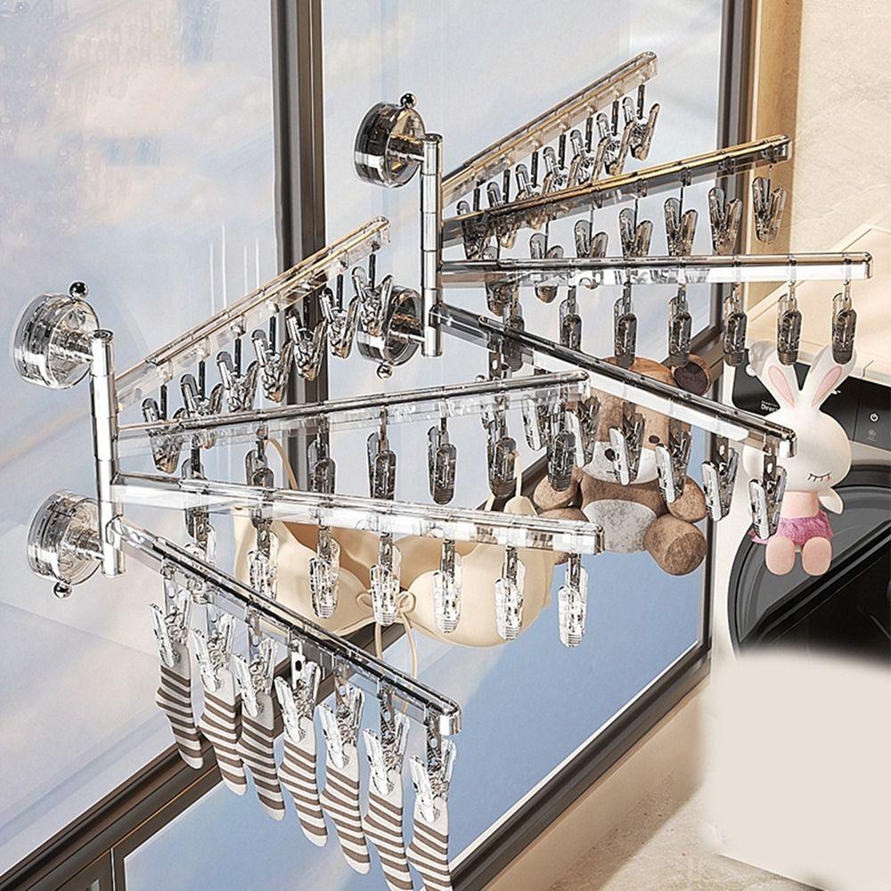Wall-mounted Suction Cup Folding Sock Clip 180 ° Rotation Clothes Drying Holder Laundry Transparent-2 Bars
Wall-mounted Suction Cup Folding Sock Clip 180 ° Rotation Clothes Drying Holder Laundry Transparent-2 Bars