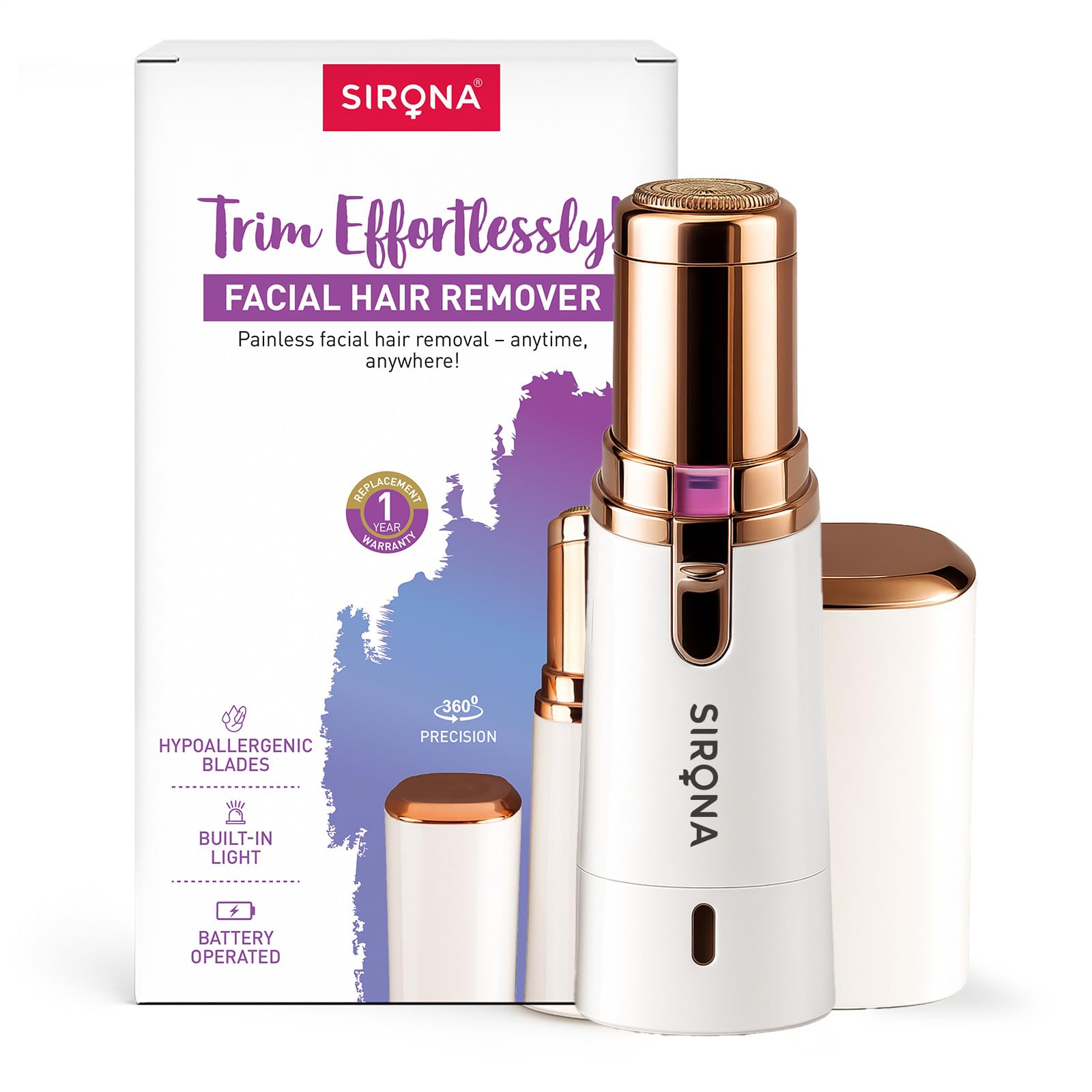 Sirona Mini Facial Hair Removal Machine Trimmer for Women | For Face, Eyebrow, Upper Lip, Forehead, Chin, Nose & Sideburns Hair Remover | Painles
Sirona Mini Facial Hair Removal Machine Trimmer for Women | For Face, Eyebrow, Upper Lip, Forehead, Chin, Nose & Sideburns Hair Remover | Painles