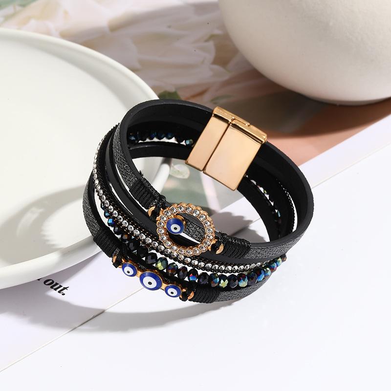 Богемский плетеный браслет из ПУ кожи с магнитной застежкой из сплава для женщин чёрный
Богемский плетеный браслет из ПУ кожи с магнитной застежкой из сплава для женщин чёрный