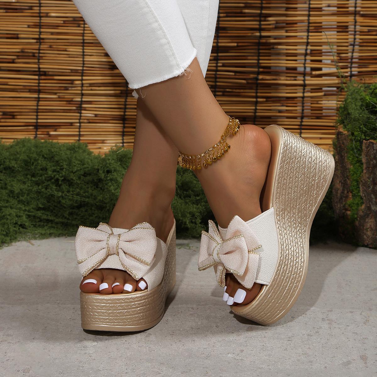 Summer new bow wedge heel slippers women s fish mouth fashionable thick bottom outer wear comfortable beach cool slippers women 35
Summer new bow wedge heel slippers women s fish mouth fashionable thick bottom outer wear comfortable beach cool slippers women 35