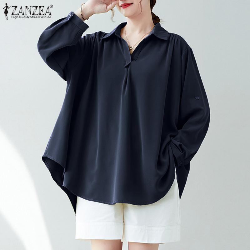 ZANZEA Женская блузка, повседневные рубашки с отложным воротником и длинными рукавами
ZANZEA Женская блузка, повседневные рубашки с отложным воротником и длинными рукавами