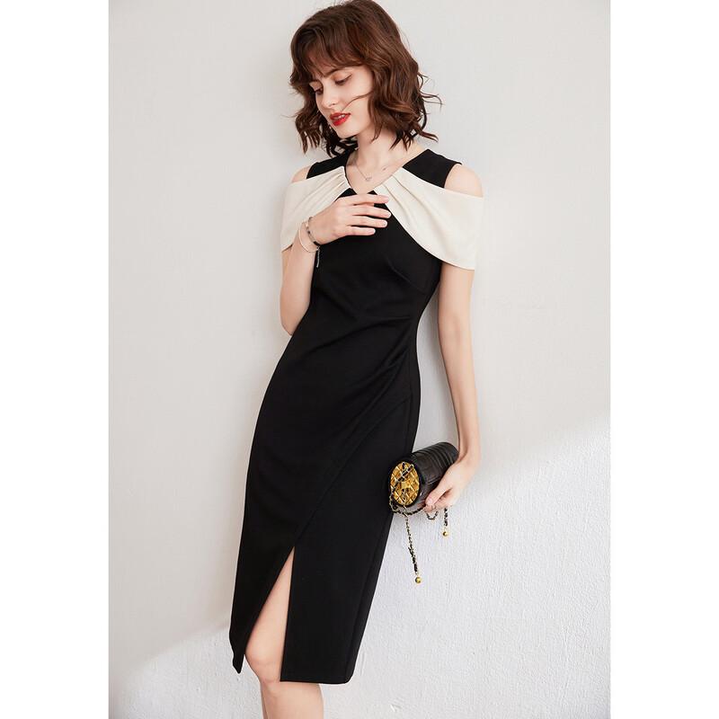 Bailuyu Color-Blocked Off-Shoulder V-Neck Slim Dress S
Bailuyu Color-Blocked Off-Shoulder V-Neck Slim Dress S