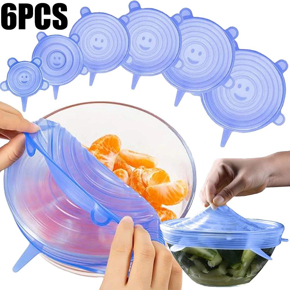 6 шт. пищевая силиконовая крышка для сохранения продуктов, многоразовая, герметичная, универсальная, растягивающаяся, круглая, для кухонных аксессуаров
6 шт. пищевая силиконовая крышка для сохранения продуктов, многоразовая, герметичная, универсальная, растягивающаяся, круглая, для кухонных аксессуаров