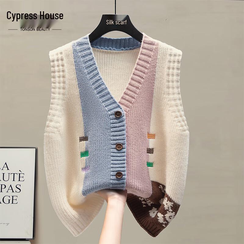 Женский вязаный жилет с V-образным вырезом и цветными блоками One Size
Женский вязаный жилет с V-образным вырезом и цветными блоками One Size