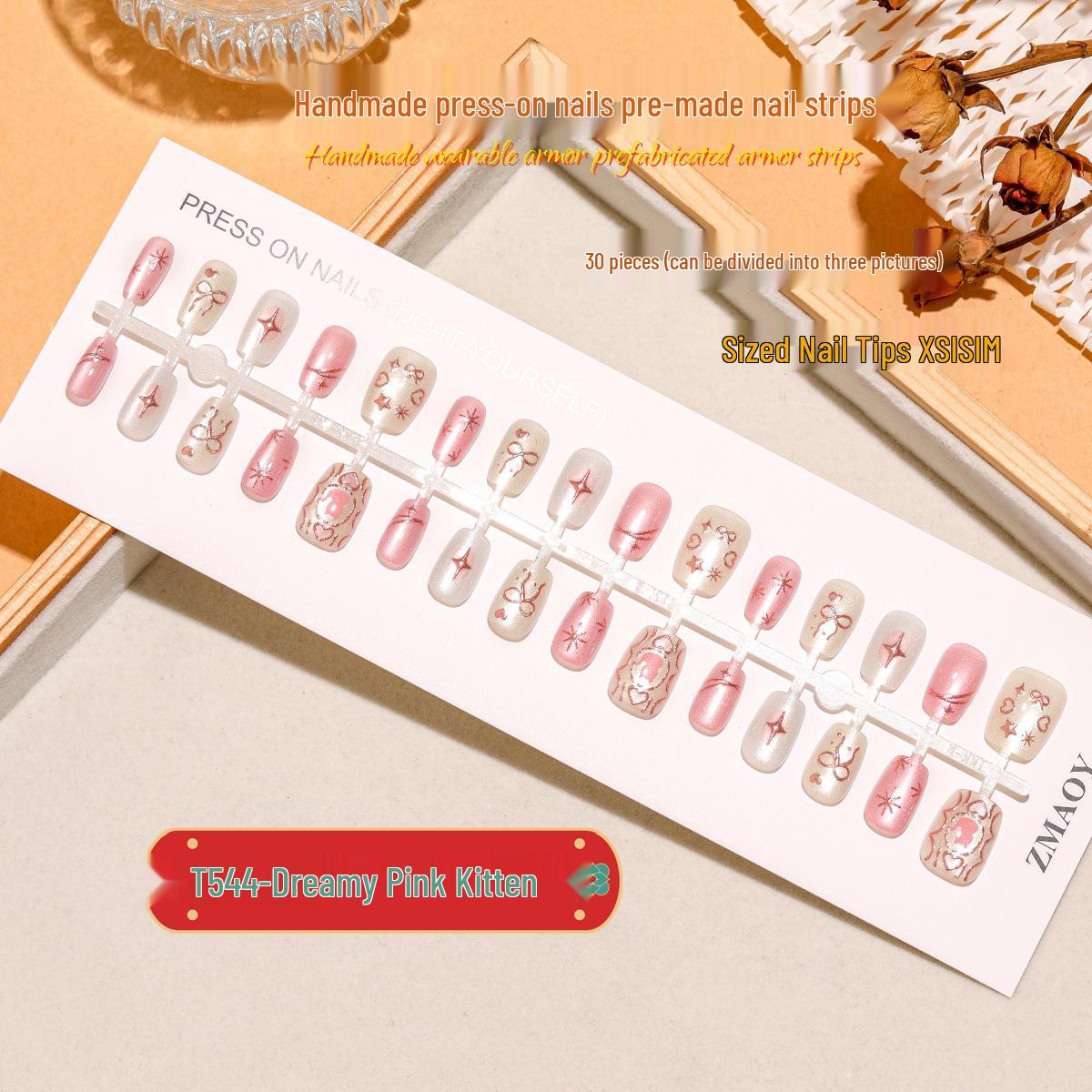 Dreamy Pink Cat Eye Extra Short Nail Patches with Star Bowknot & Gilded Accents - 30 Pieces XS/S/M
Dreamy Pink Cat Eye Extra Short Nail Patches with Star Bowknot & Gilded Accents - 30 Pieces XS/S/M