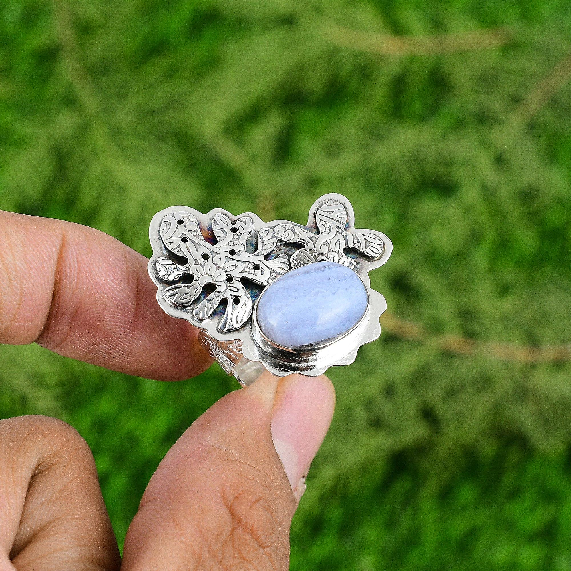 Natural Blue Lace Agate 925 Silver Multi Stone Adjustable Ring For Girls Adjustable
Natural Blue Lace Agate 925 Silver Multi Stone Adjustable Ring For Girls Adjustable