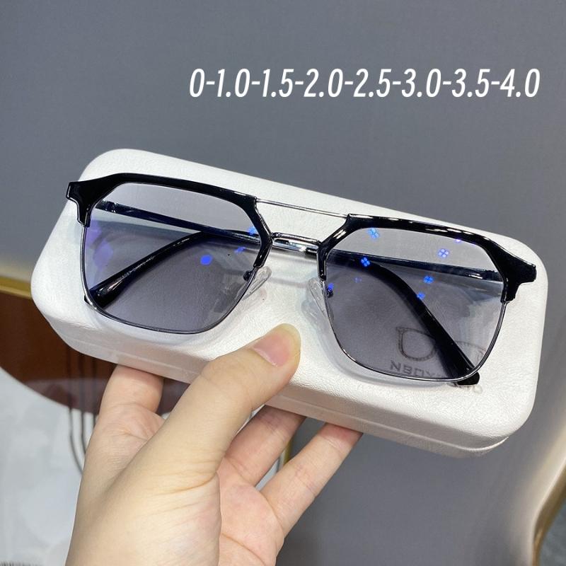 New Metal Double Beam Anti Blue Light Photochromic Myopia Glasses Anti UV Photosensitive Color Changing Near Sight Glasses 
New Metal Double Beam Anti Blue Light Photochromic Myopia Glasses Anti UV Photosensitive Color Changing Near Sight Glasses