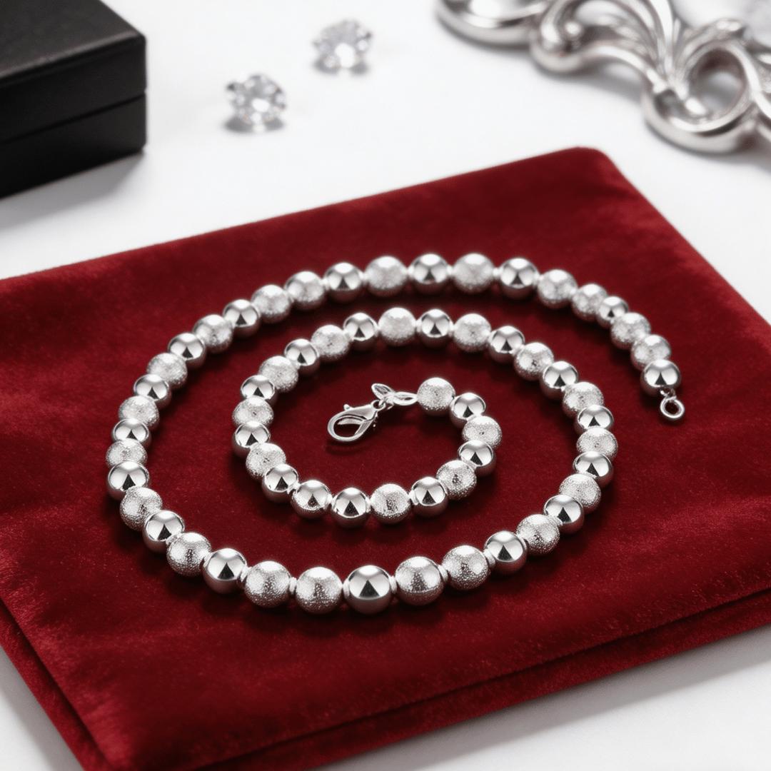 Originality 8MM Frosted Smooth Beads 925 Sterling Silver Necklaces for Woman Fashion Costume Jewelry Wedding Holiday GiftS party 50CM 20 inches
Originality 8MM Frosted Smooth Beads 925 Sterling Silver Necklaces for Woman Fashion Costume Jewelry Wedding Holiday GiftS party 50CM 20 inches