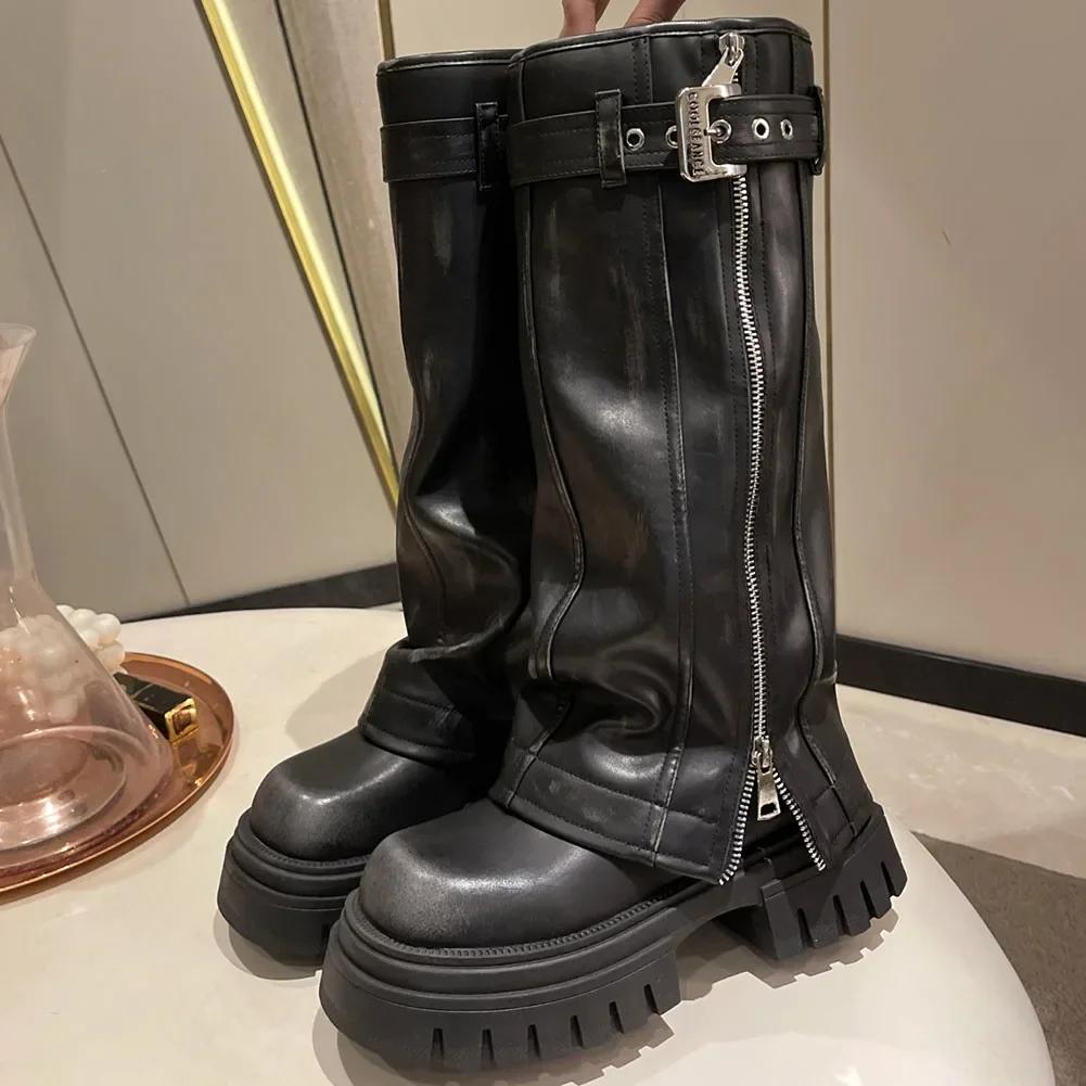 Модные женские полусапоги на массивном высоком каблуке и платформе в стиле панк, мотоциклетные ботильоны до середины икры, уличная обувь для женщин 40 чёрный
Модные женские полусапоги на массивном высоком каблуке и платформе в стиле панк, мотоциклетные ботильоны до середины икры, уличная обувь для женщин 40 чёрный