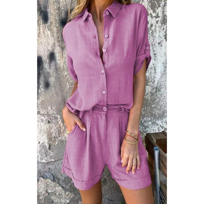 Cotton and Linen Suit Short Sleeved T-shirt and Shorts 2 Piece Set Casual Women s Beach Suit S
Cotton and Linen Suit Short Sleeved T-shirt and Shorts 2 Piece Set Casual Women s Beach Suit S