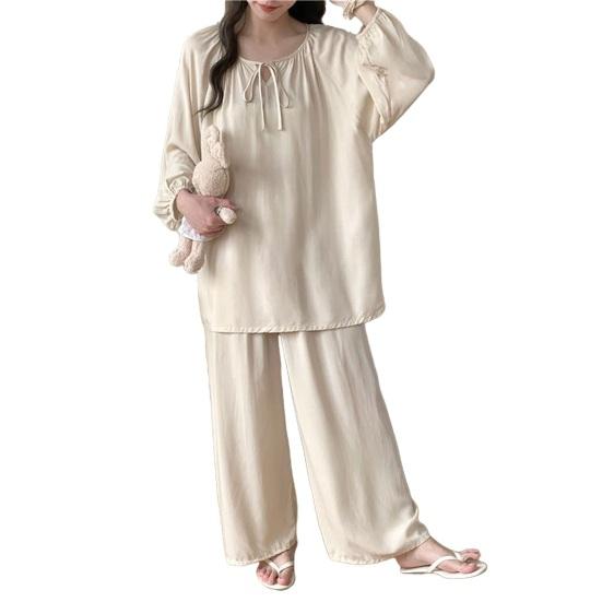Комплект пижамы для женщин Топ с длинным рукавом и брюки Комплект одежды для сна Повседневный свободный Домашний костюм Комплект из 2 предметов для весны и осени бежевый
Комплект пижамы для женщин Топ с длинным рукавом и брюки Комплект одежды для сна Повседневный свободный Домашний костюм Комплект из 2 предметов для весны и осени бежевый
