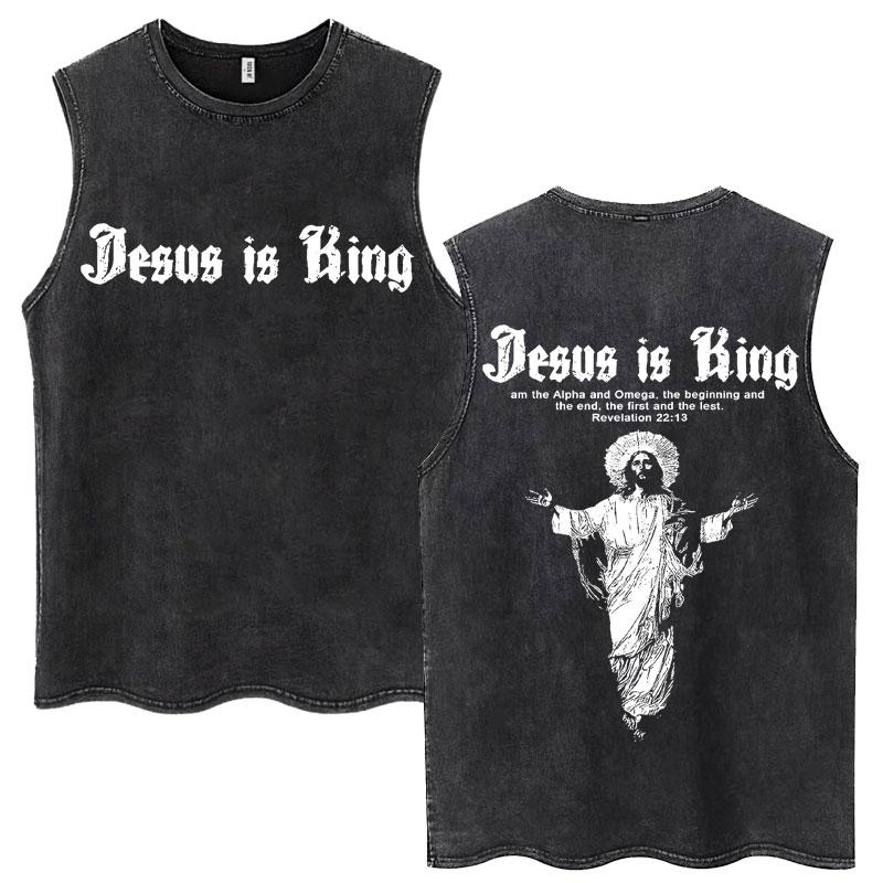 Washed Jesus Is King Christian Harajuku Vintage Tank Tops Men Women Gothic Sleeveless T-shirt Loose Summer Cotton T Shirt S
Washed Jesus Is King Christian Harajuku Vintage Tank Tops Men Women Gothic Sleeveless T-shirt Loose Summer Cotton T Shirt S