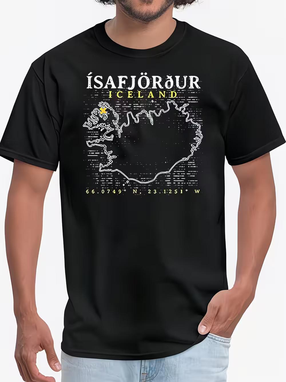 Men S Isafjordur Graphic T-Shirt - Black Casual Short Sleeve Tee Featuring an Icelandic Map & Coordinates Design XL
Men S Isafjordur Graphic T-Shirt - Black Casual Short Sleeve Tee Featuring an Icelandic Map & Coordinates Design XL