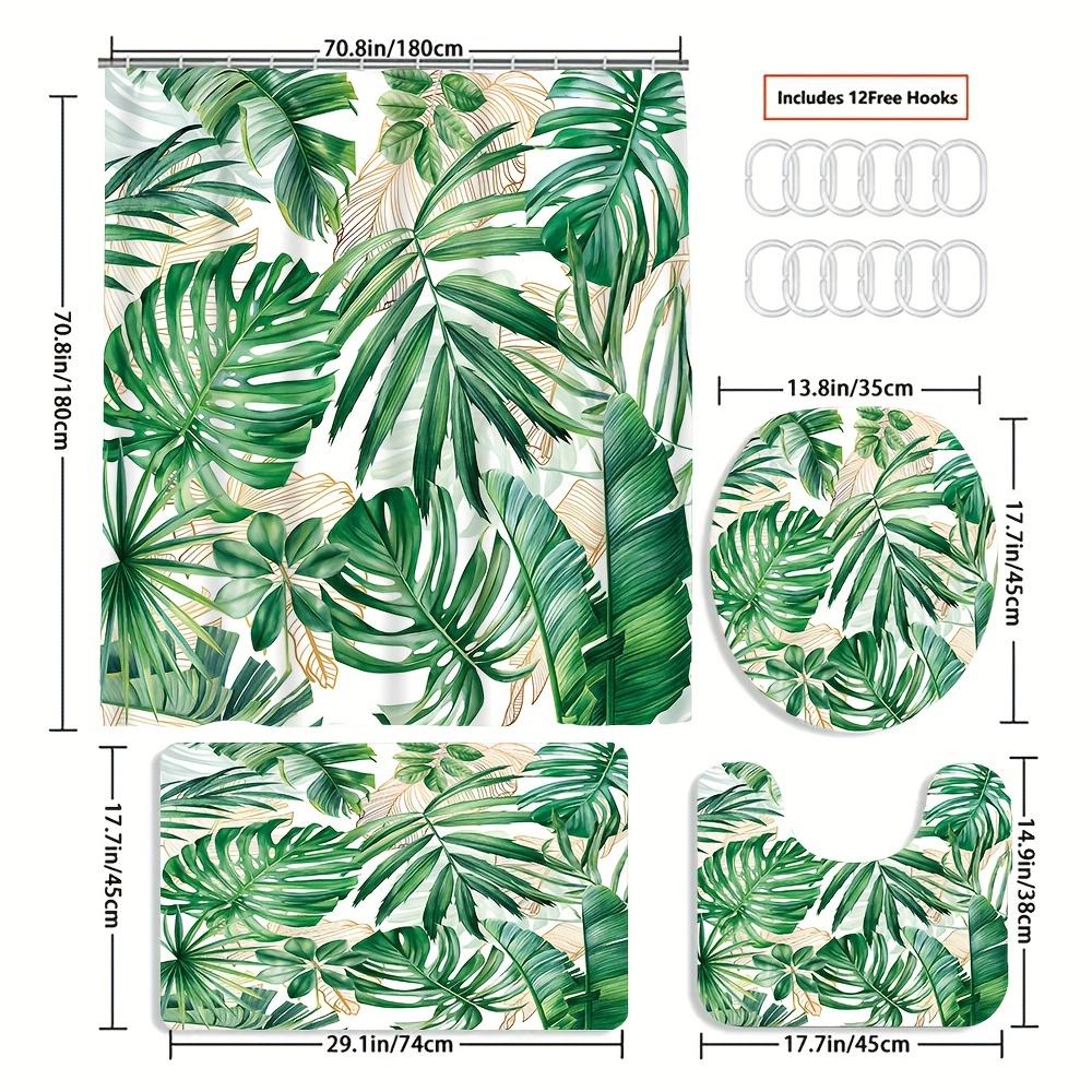 Tropical Leaf Print Bathroom Set: Includes 12 Free Hooks, Waterproof Shower Curtain, Non-Slip Bath Mat, Toilet Seat Cover, And B W60H190(CM)-1 Pcs
Tropical Leaf Print Bathroom Set: Includes 12 Free Hooks, Waterproof Shower Curtain, Non-Slip Bath Mat, Toilet Seat Cover, And B W60H190(CM)-1 Pcs