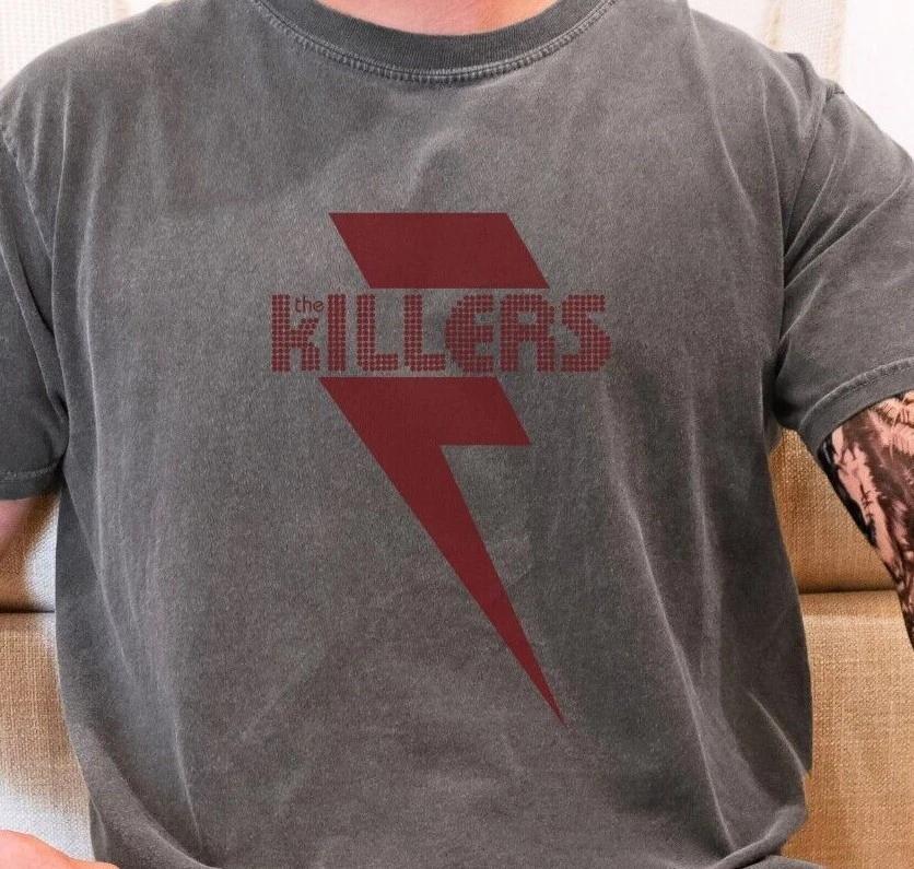 The Killers Lightning Bolt Logo T-Shirt on Vintage Black Comfort Colors 1717 Tee L
The Killers Lightning Bolt Logo T-Shirt on Vintage Black Comfort Colors 1717 Tee L