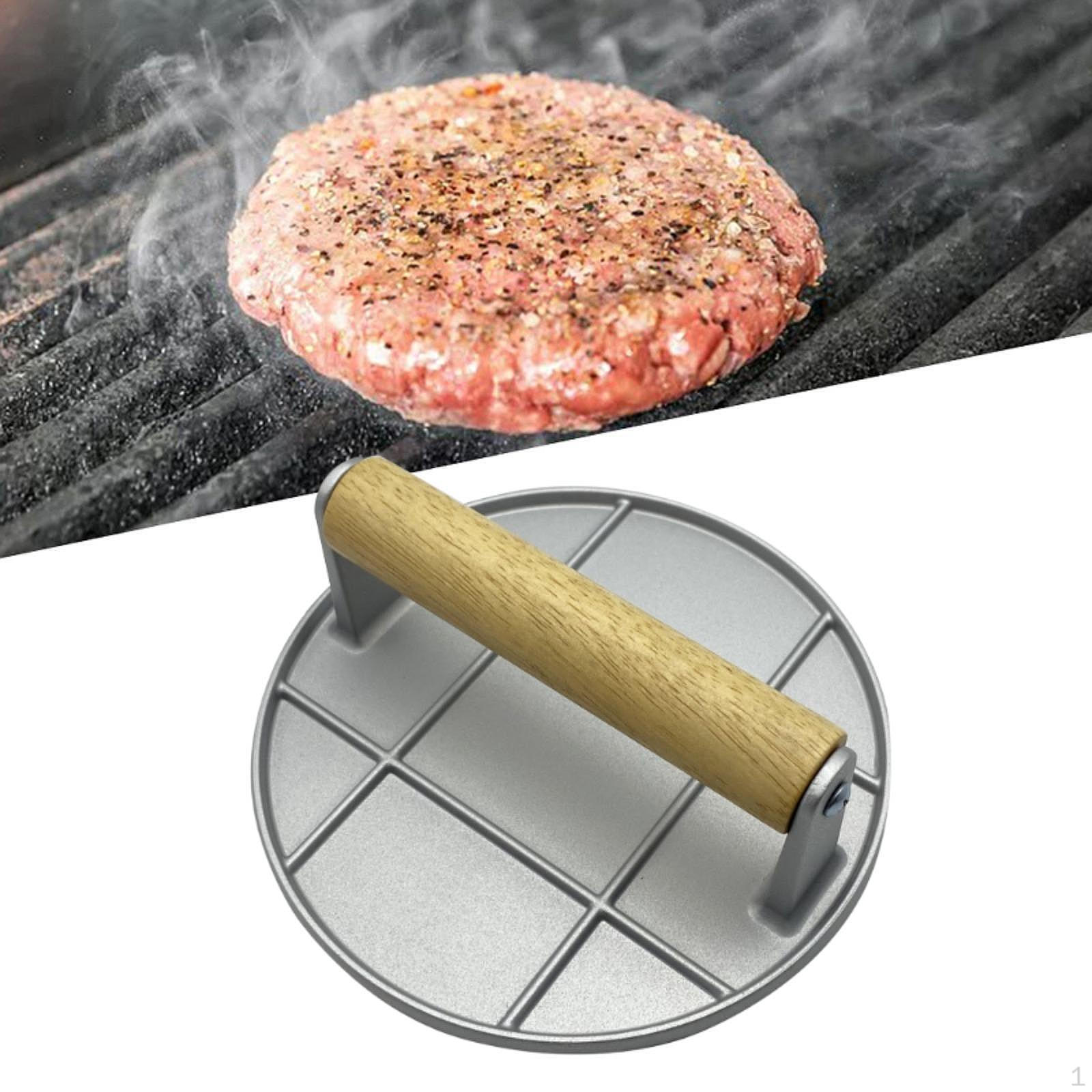 Алюминиевый сплав Пресс для бургеров Гриль для приготовления фрикаделек Мясной пресс для фарша Деревянный Round
