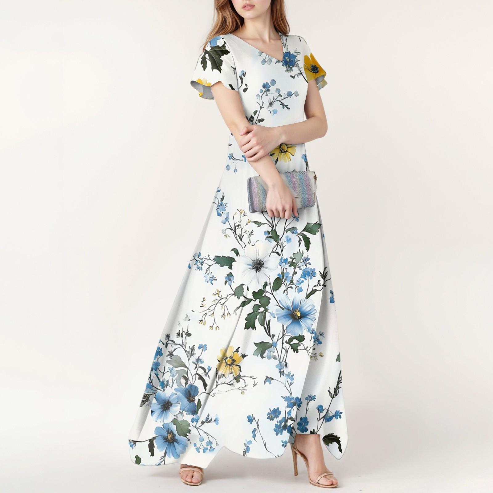 Women s Spring And Summer Casual Fashion Floral Print Dress V Neck Short Sleeve Dress XL білий
Women s Spring And Summer Casual Fashion Floral Print Dress V Neck Short Sleeve Dress XL білий