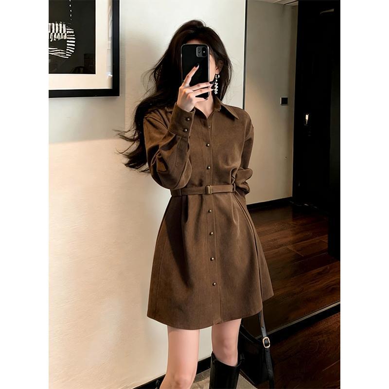 Chic French Maillard Style Brown Lapel Waist-Cinched Shirt Dress for Women XL (120-130) - Ships in 15 Days
Chic French Maillard Style Brown Lapel Waist-Cinched Shirt Dress for Women XL (120-130) - Ships in 15 Days