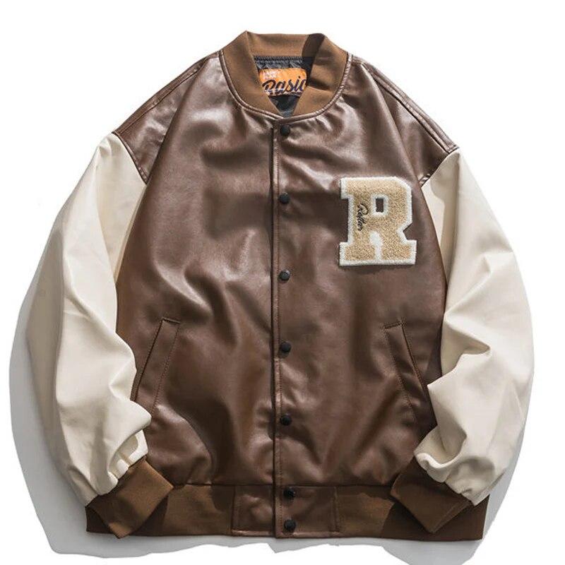 PU Leather Jcaket Men Letter Embroidery Color Block Hip Hop Streetwear College Bomber Jacket Couple Harajuku Baseball Coats
PU Leather Jcaket Men Letter Embroidery Color Block Hip Hop Streetwear College Bomber Jacket Couple Harajuku Baseball Coats