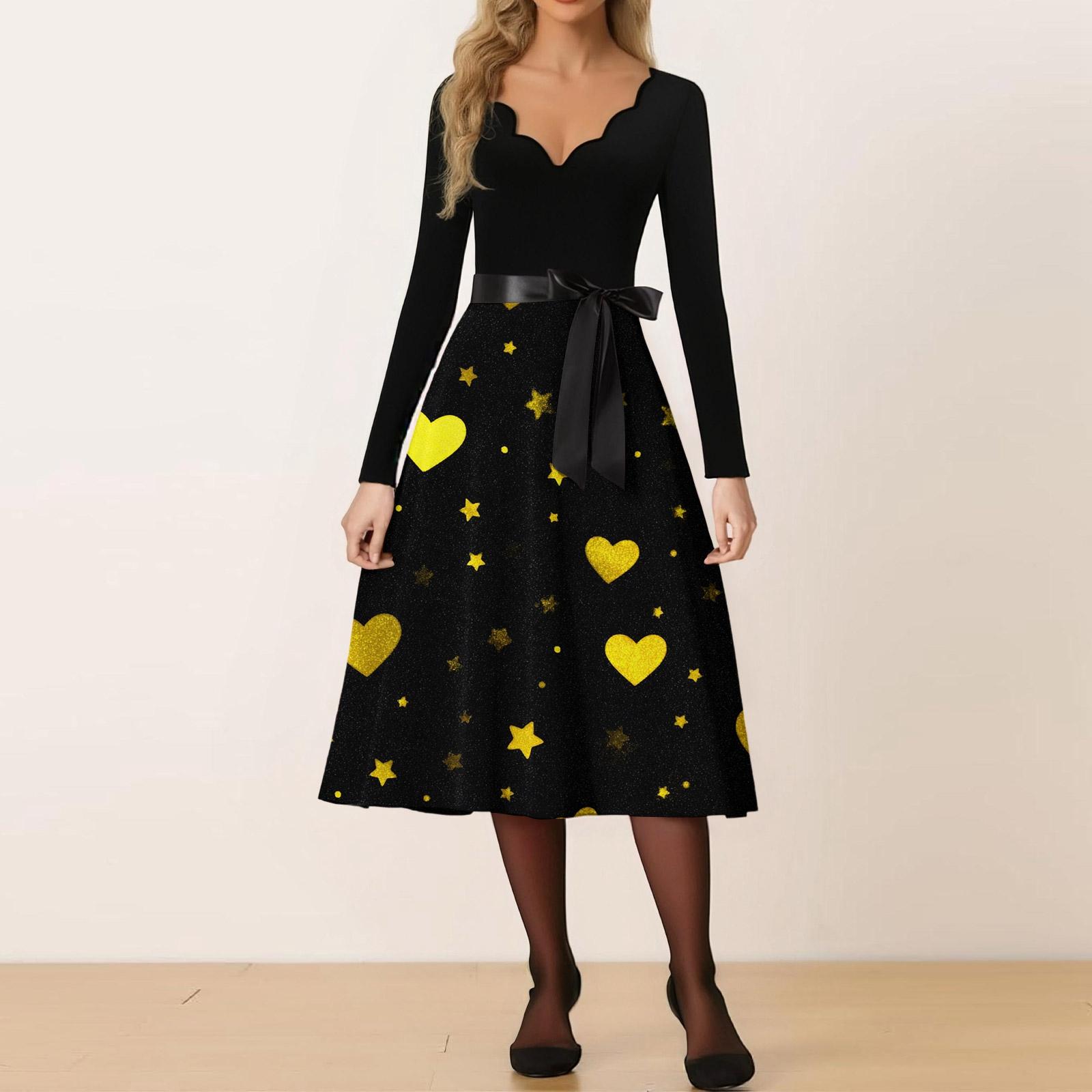 Women s Casual Fashion Valentine s Day Heart-themed V-neck Retro Dress S золотий
Women s Casual Fashion Valentine s Day Heart-themed V-neck Retro Dress S золотий