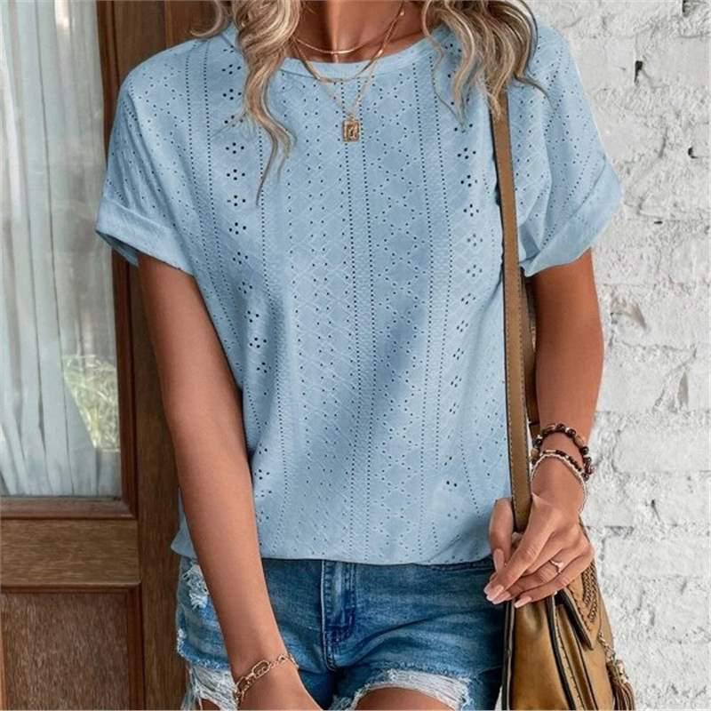 Summer 2024 European and American Women s Eyelet Hollow-Out Round Neck Short Sleeve Casual T-Shirt M
Summer 2024 European and American Women s Eyelet Hollow-Out Round Neck Short Sleeve Casual T-Shirt M
