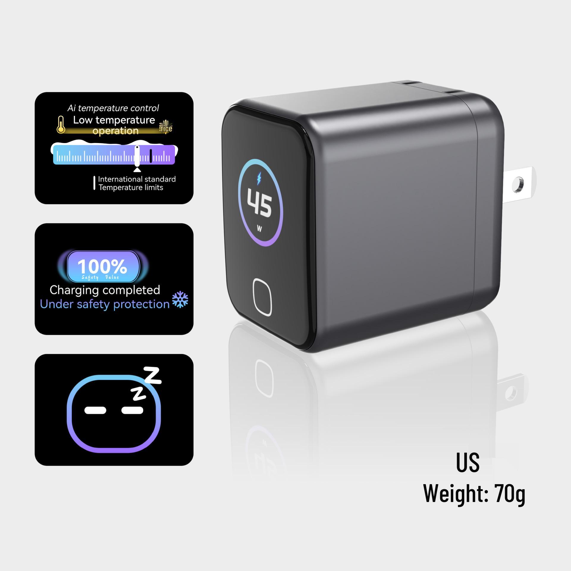45W GaN Charger with AI Display & Foldable TFT, Fast Charging for Tablets & Phones Bagged
45W GaN Charger with AI Display & Foldable TFT, Fast Charging for Tablets & Phones Bagged
