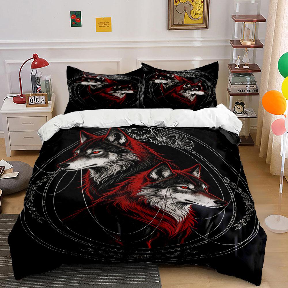 Red and black wolves. Bedding sets Duvet cover sets Duvet covers Pillowcases(1 * Duvet Cover 2 * Pillowcases, without duvet insert) 135x200cm
Red and black wolves. Bedding sets Duvet cover sets Duvet covers Pillowcases(1 * Duvet Cover 2 * Pillowcases, without duvet insert) 135x200cm