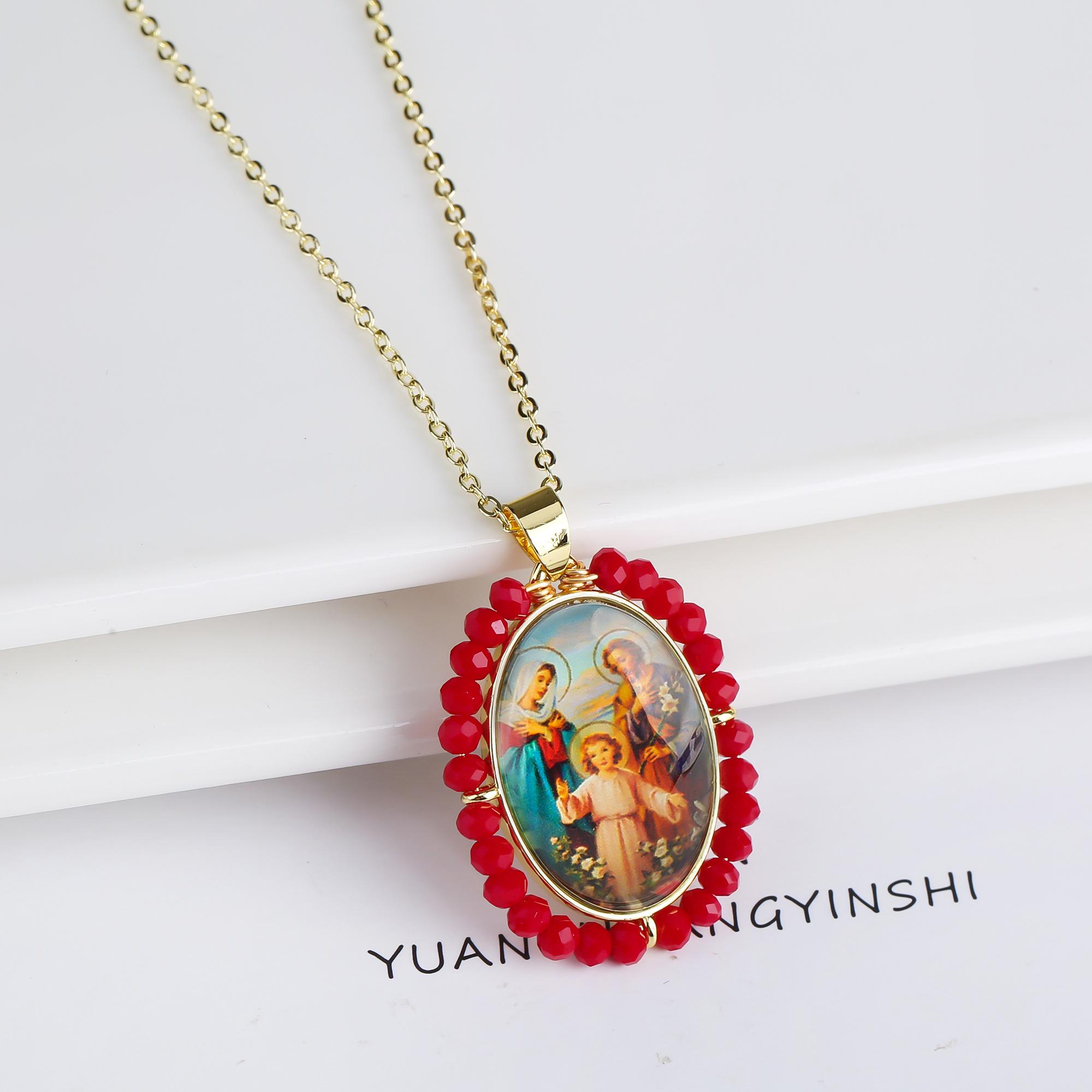 Fashion Shiny Crystal Oval Pendant Necklace High Quality Religious Characters Zircon Luxury for Man Woman Zircon Daily Wear
Fashion Shiny Crystal Oval Pendant Necklace High Quality Religious Characters Zircon Luxury for Man Woman Zircon Daily Wear