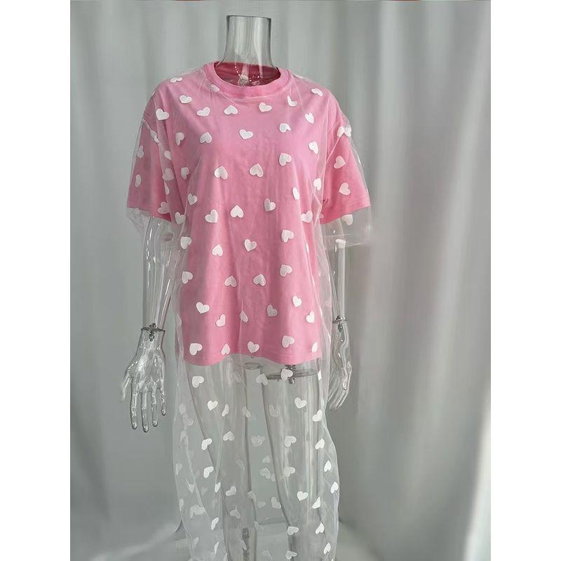 European and American Sexy Love Mesh Patchwork T-shirt dress Heart Shaped Mesh T-shirt Dress Pink One size
European and American Sexy Love Mesh Patchwork T-shirt dress Heart Shaped Mesh T-shirt Dress Pink One size