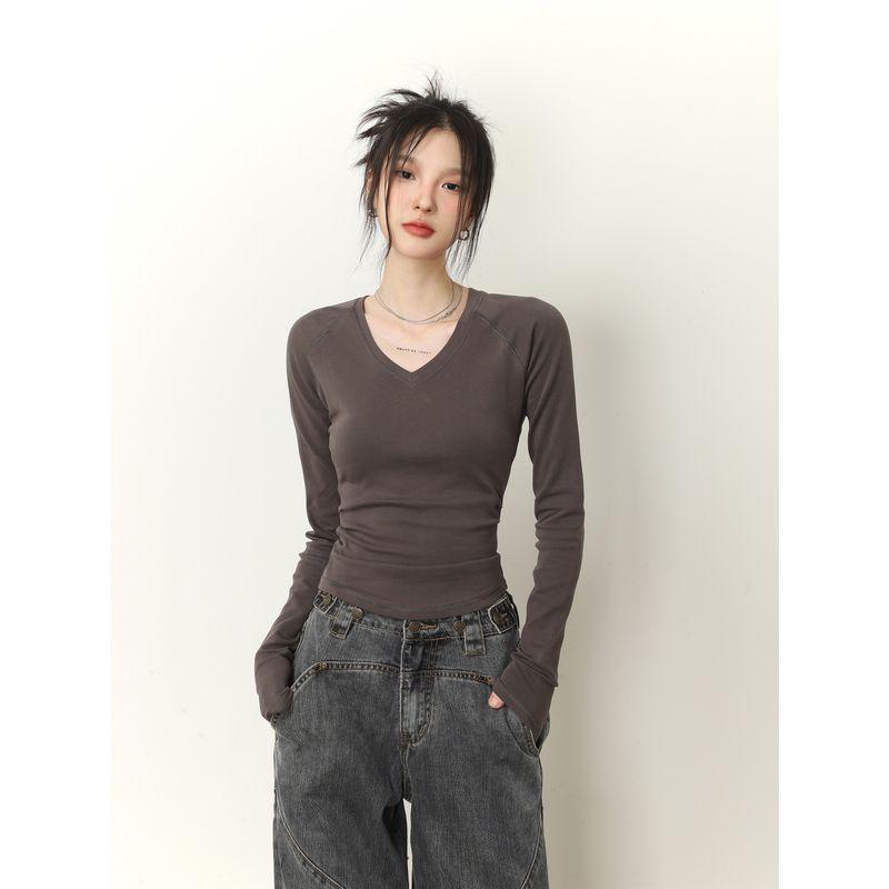 Pleating Waist-Controlled Long Sleeves Slim Fit Bottoming Top Knitwear Dark gray XL
Pleating Waist-Controlled Long Sleeves Slim Fit Bottoming Top Knitwear Dark gray XL