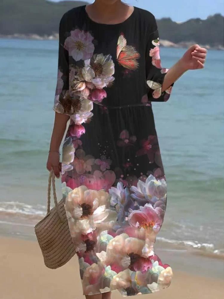 Женское миди-платье с цветочным принтом, рукавами средней длины, летнее платье для пляжного отдыха, повседневное бохо макси-платье 3XL
Женское миди-платье с цветочным принтом, рукавами средней длины, летнее платье для пляжного отдыха, повседневное бохо макси-платье 3XL